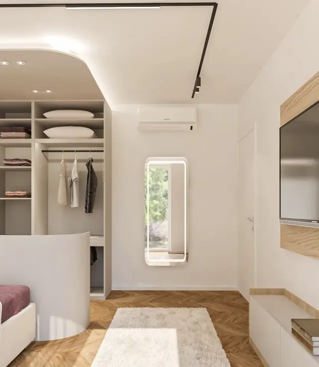 Schlafzimmer mit integriertem Ankleidebereich