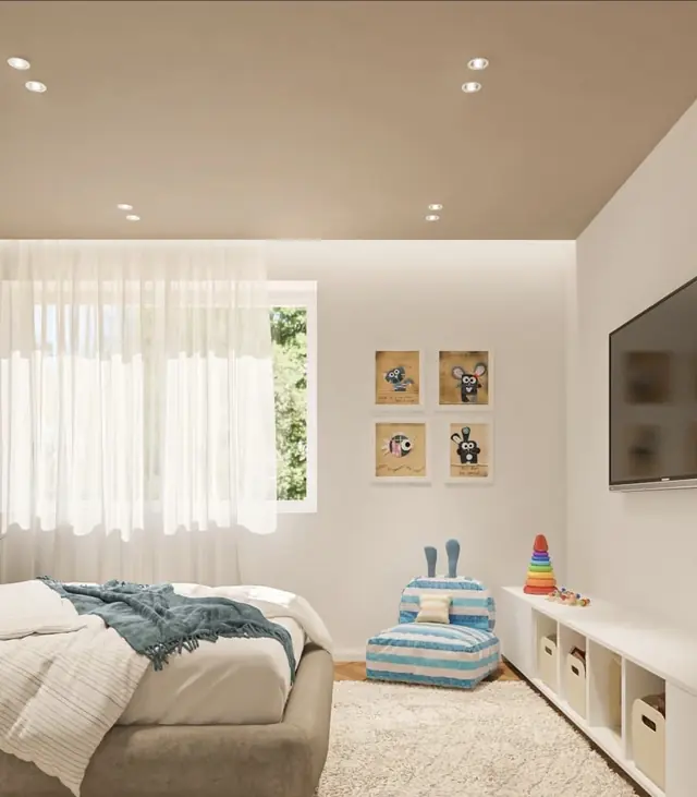 Bedroom with a children's play area